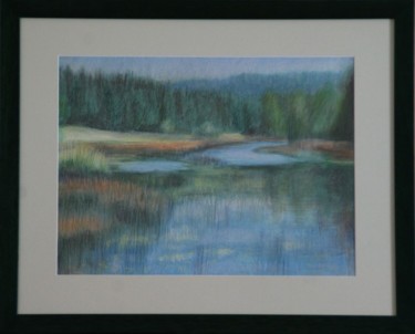 Tekening getiteld "Lac de Remoray 1" door Jacqueline Dardel-Kormann, Origineel Kunstwerk