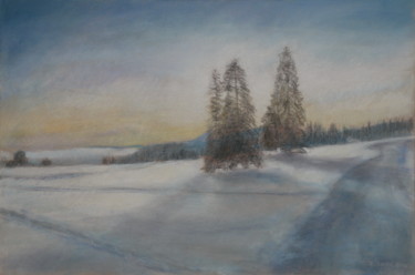 Drawing titled "Les Rasses en hiver…" by Jacqueline Dardel-Kormann, Original Artwork