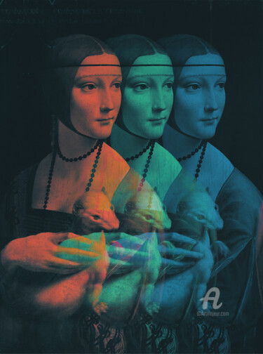 Digitale Kunst mit dem Titel "La Dame à l'hermine…" von Benoît Dardier, Original-Kunstwerk, 2D digitale Arbeit