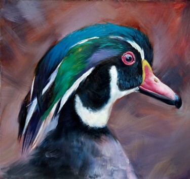 Painting titled "A Duck" by Daria Allin, Original Artwork, Oil