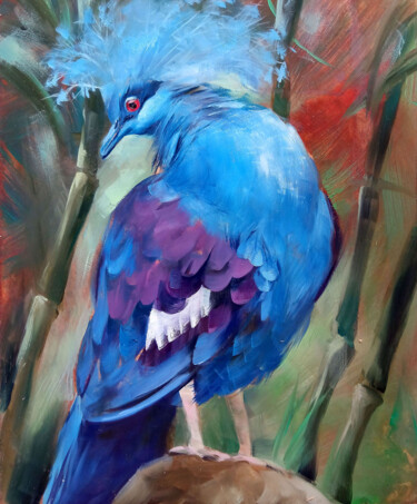 Painting titled "Pigeon" by Daria Allin, Original Artwork, Oil