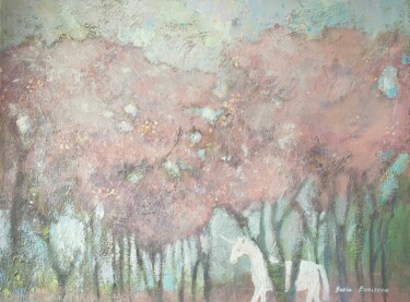 Peinture intitulée "Cherry Blossom Clou…" par Daria Borisova, Œuvre d'art originale, Acrylique