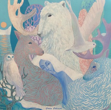 Peinture intitulée "Arctic Family" par Daria Borisova, Œuvre d'art originale, Acrylique