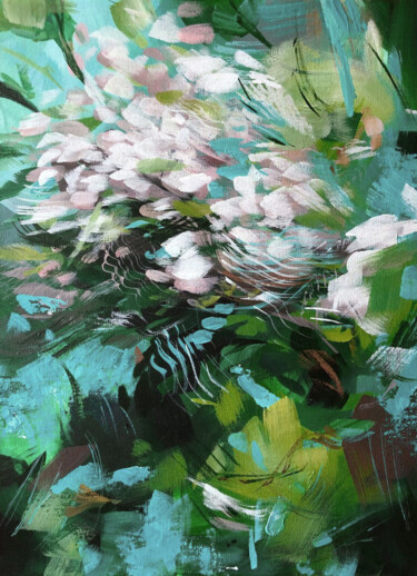 Schilderij getiteld "Abstraction. Spring…" door Daria Dacron, Origineel Kunstwerk, Acryl Gemonteerd op Karton