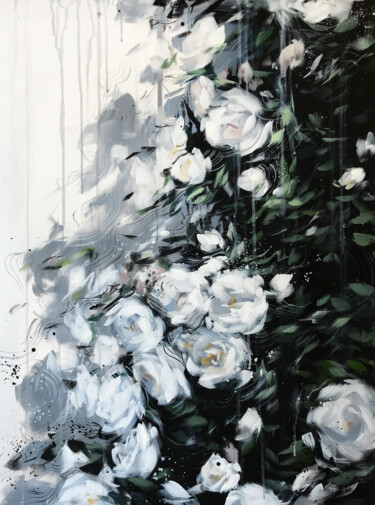 Painting titled "morning/flowers/whi…" by Daria Dacron, Original Artwork, Acrylic