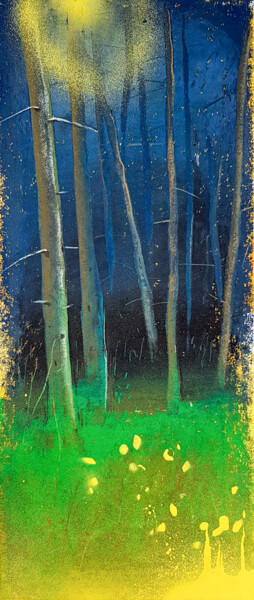 Tekening getiteld "Pine Forest" door Daria Dubrovskaya, Origineel Kunstwerk, Pastel