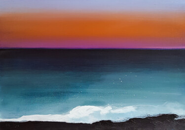 Картина под названием "Black sea. 10 p.m." - Daria Dubrovskaya, Подлинное произведение искусства, Масло Установлен на Деревя…