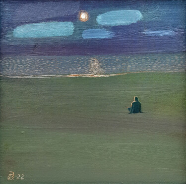 Malerei mit dem Titel "I`ll wait to see if…" von Daria Dubrovskaya, Original-Kunstwerk, Öl Auf Holzplatte montiert