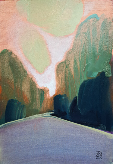 Картина под названием "On the road" - Daria Dubrovskaya, Подлинное произведение искусства, Масло Установлен на Деревянная па…
