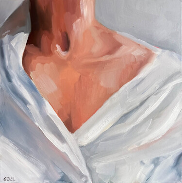 Painting titled "In the White Shirt…" by Daria Gerasimova, Original Artwork, Oil Mounted on Wood Stretcher frame