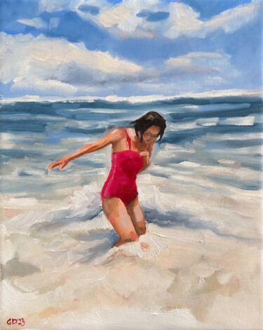 Painting titled "Out of the Ocean -…" by Daria Gerasimova, Original Artwork, Oil Mounted on Wood Stretcher frame
