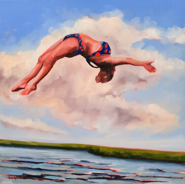 Pintura titulada "Dive into Serenity…" por Daria Gerasimova, Obra de arte original, Oleo Montado en Bastidor de camilla de m…