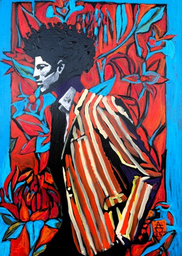 Картина под названием "striped jacket" - Daria Ilyukhina, Подлинное произведение искусства, Акрил Установлен на Деревянная р…