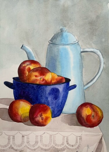 Drawing titled "Still life with nec…" by Daria Kamishanova, Original Artwork, Watercolor