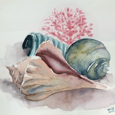 Картина под названием "Shells" - Daria Kamishanova, Подлинное произведение искусства, Акварель