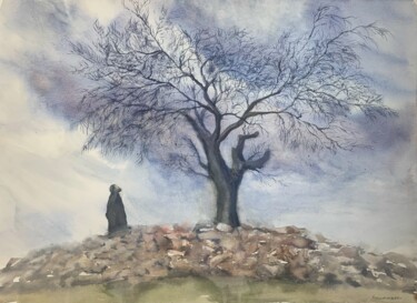 Peinture intitulée "old tree" par Daria Kamishanova, Œuvre d'art originale, Aquarelle