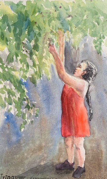 Painting titled "Мulberry try" by Daria Kamishanova, Original Artwork, Watercolor