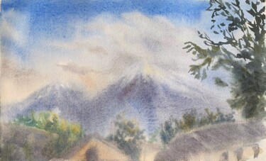 Painting titled "Sketch Armenia" by Daria Kamishanova, Original Artwork, Watercolor