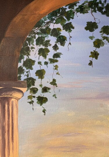 Pittura intitolato "Arch with grapes" da Daria Kamishanova, Opera d'arte originale, Acrilico