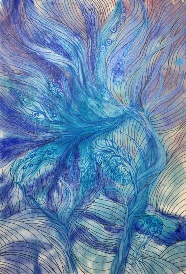 Peinture intitulée "Streams" par Daria Kamishanova, Œuvre d'art originale, Aquarelle