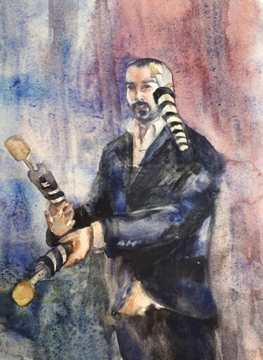 Painting titled "Сlown" by Daria Kamishanova, Original Artwork, Watercolor
