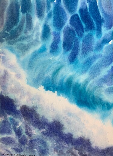Pintura intitulada "Waves (1)" por Daria Kamishanova, Obras de arte originais, Aquarela