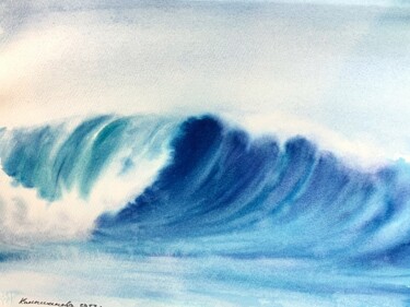Pintura intitulada "Waves 2" por Daria Kamishanova, Obras de arte originais, Aquarela