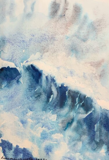 Painting titled "Waves 3" by Daria Kamishanova, Original Artwork, Watercolor