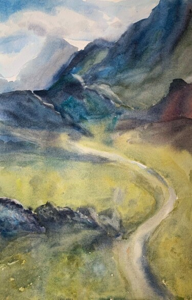 Painting titled "The road to ascent…" by Daria Kamishanova, Original Artwork, Watercolor