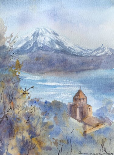 Pittura intitolato "Autumn in Armenia (…" da Daria Kamishanova, Opera d'arte originale, Acquarello