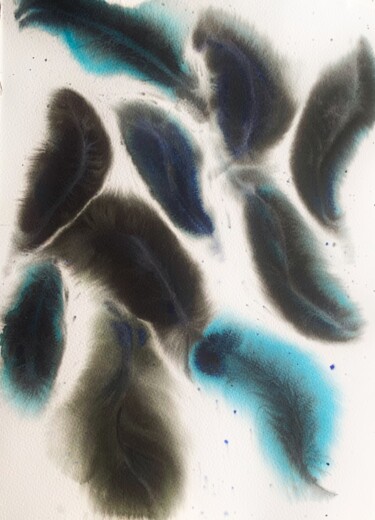 Malerei mit dem Titel "Feathers 2" von Daria Kamishanova, Original-Kunstwerk, Aquarell