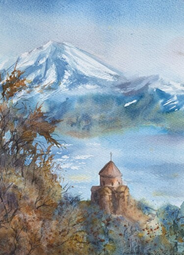 Pittura intitolato "Autumn in Armenia (…" da Daria Kamishanova, Opera d'arte originale, Acquarello