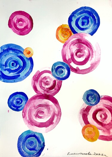 绘画 标题为“Abstraction circles” 由Daria Kamishanova, 原创艺术品, 水彩