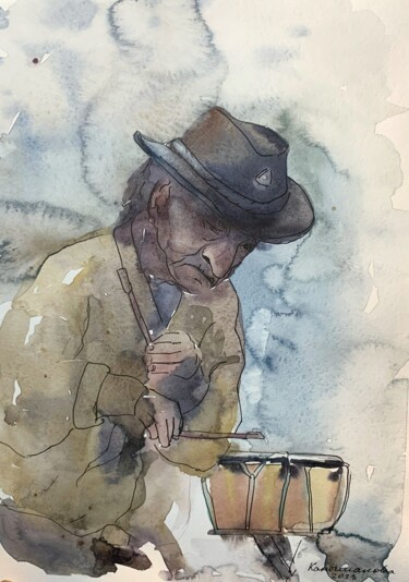 Pintura titulada "Street musicians. d…" por Daria Kamishanova, Obra de arte original, Acuarela