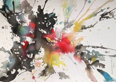 Картина под названием "Explosion (big)" - Daria Kamishanova, Подлинное произведение искусства, Акварель