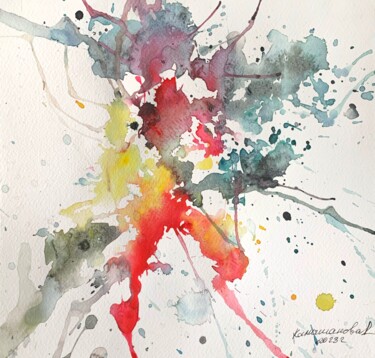 Pittura intitolato "Explosion (small)" da Daria Kamishanova, Opera d'arte originale, Acquarello