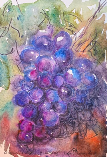 Peinture intitulée "Grape" par Daria Kamishanova, Œuvre d'art originale, Aquarelle