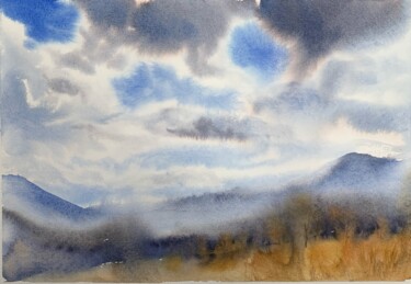 Painting titled "Сlouds over the mou…" by Daria Kamishanova, Original Artwork, Watercolor