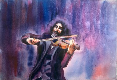 Pittura intitolato "The violinist. Ara…" da Daria Kamishanova, Opera d'arte originale, Acquarello