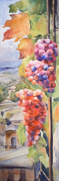 Painting titled "Grapes in old Yerev…" by Daria Kamishanova, Original Artwork, Watercolor