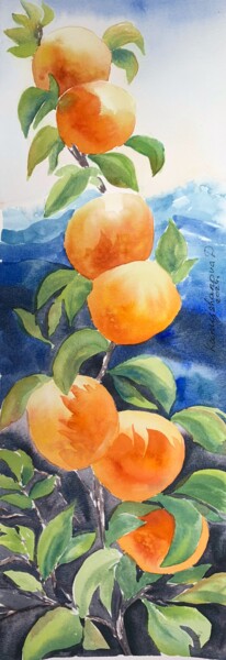 Painting titled "Tangerine (2)" by Daria Kamishanova, Original Artwork, Watercolor