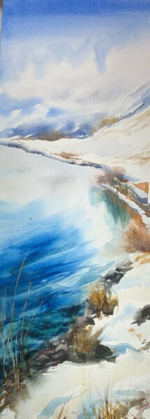 Peinture intitulée "Winter Sevan" par Daria Kamishanova, Œuvre d'art originale, Aquarelle