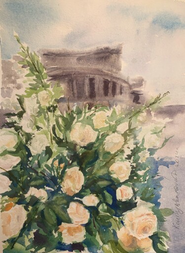 Peinture intitulée "Roses. Opera.Yerevan" par Daria Kamishanova, Œuvre d'art originale, Aquarelle