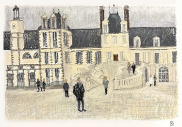 Peinture intitulée "Château Fontainbleau" par Daria Klimenko, Œuvre d'art originale, Pastel