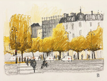 Ζωγραφική με τίτλο "Champs Élysée autumn" από Daria Klimenko, Αυθεντικά έργα τέχνης, Παστέλ