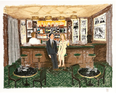 Painting titled "Ritz. Bar Hemingway" by Daria Klimenko, Original Artwork, Pastel