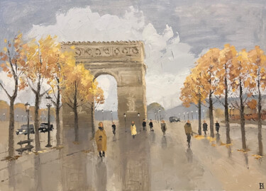 Schilderij getiteld "Arc de Triomphe" door Daria Klimenko, Origineel Kunstwerk, Olie