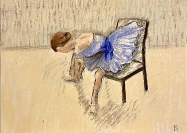 Pintura titulada "Ballerine bleue" por Daria Klimenko, Obra de arte original, Pastel