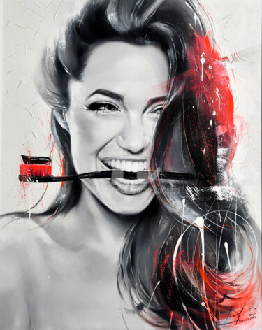Картина под названием "Angelina Jolie" - Daria Kolosova, Подлинное произведение искусства, Масло