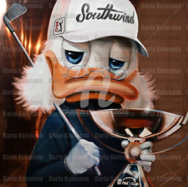 Картина под названием "Duck Golfer" - Daria Kolosova, Подлинное произведение искусства, Масло